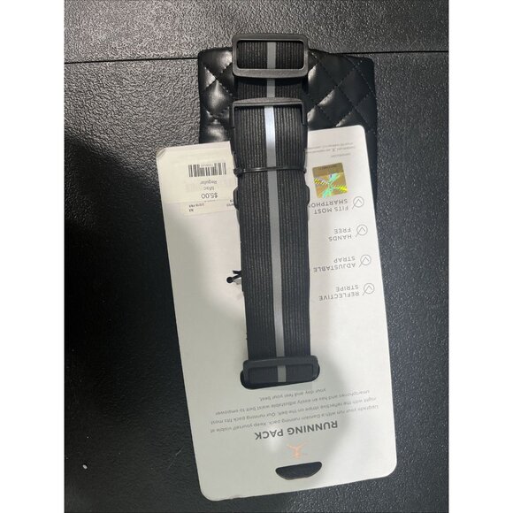 Danskin Running Waist Pack Black Quilted Reflective Stripe Belt Bag Crossbody - Picture 3 of 4